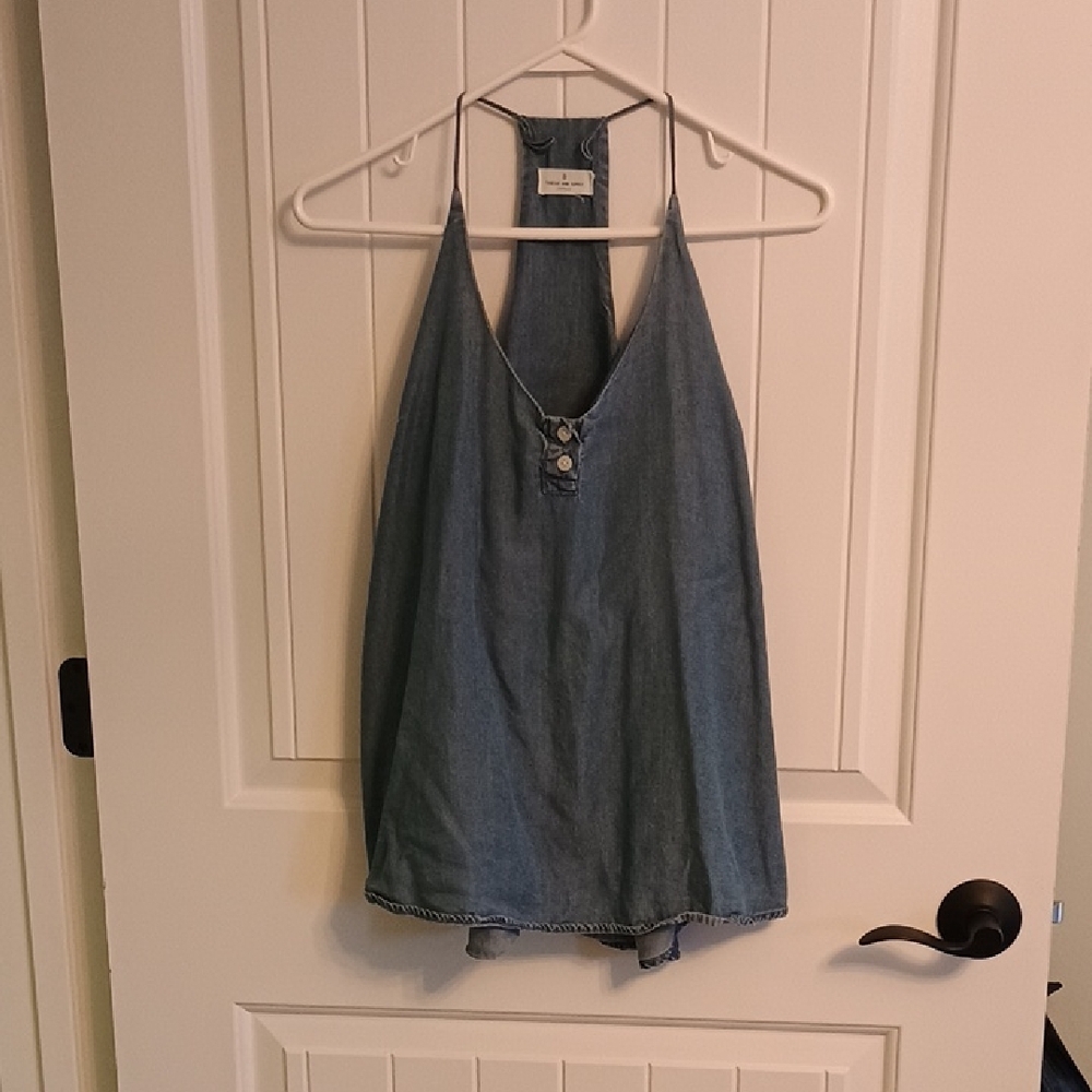 Womans Thread And Supply Racerback Sanblast Tank- Denim Color, Medium